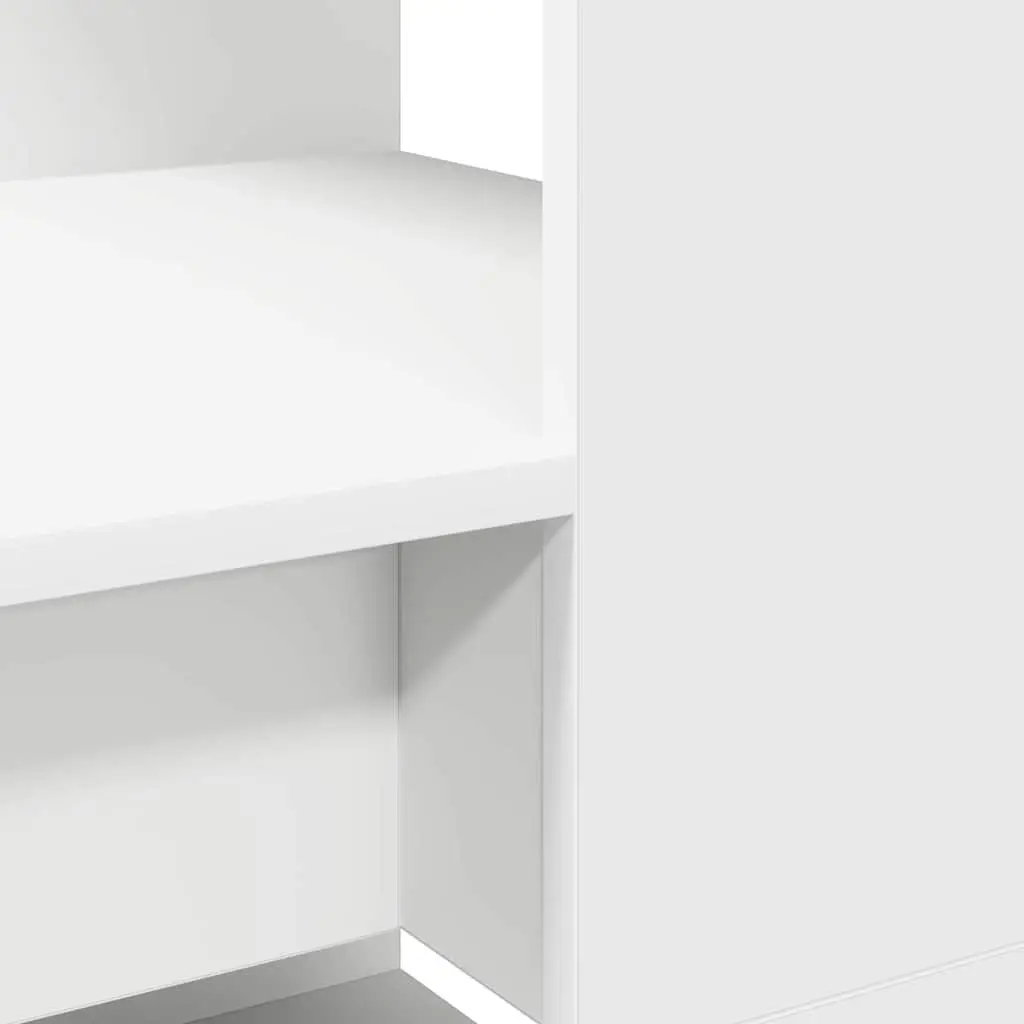 Study Desk White 113x54x120cm Modern Office Workspace with Shelves
