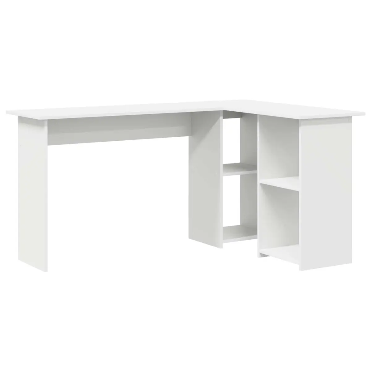 White Corner Desk with Integrated Shelves