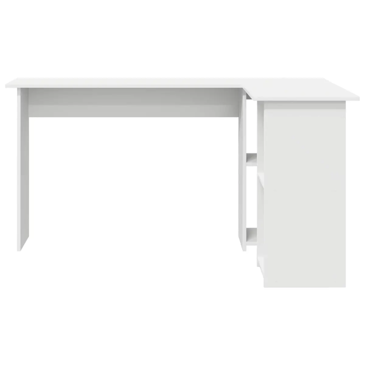 White Corner Desk with Integrated Shelves