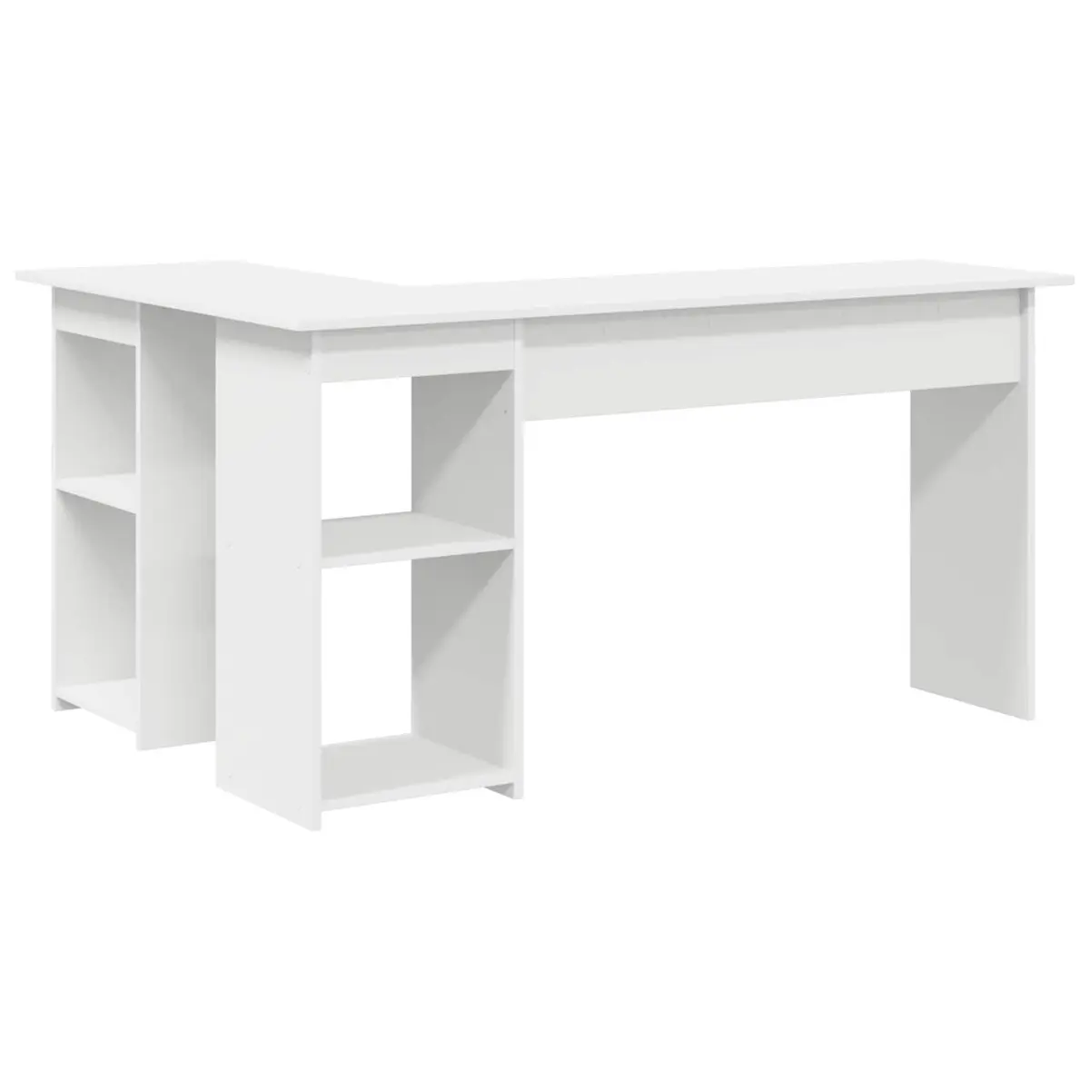 White Corner Desk with Integrated Shelves