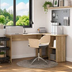 Reliable Corner Desk with Shelf in Sonoma Oak