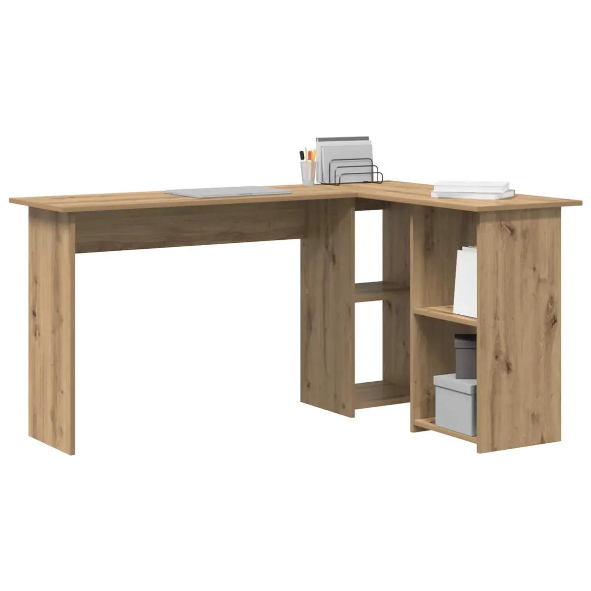 Corner Desk Engineered Wood Modern Office Workspace 142 x 102 x 73 cm Brown