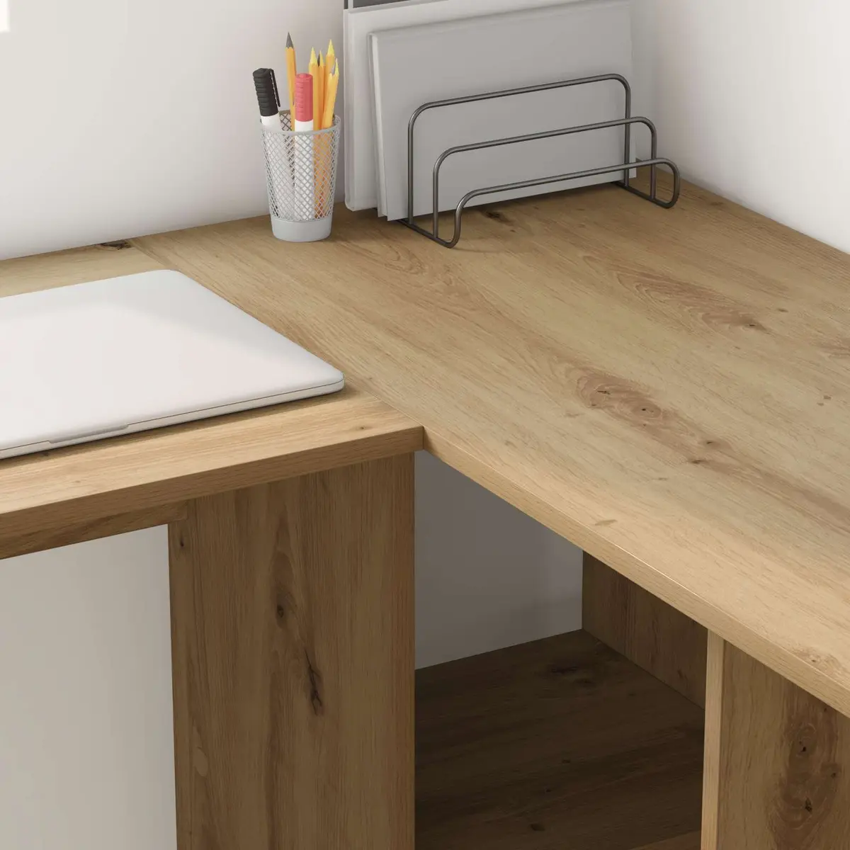 Corner Desk Engineered Wood Modern Office Workspace 142 x 102 x 73 cm Brown