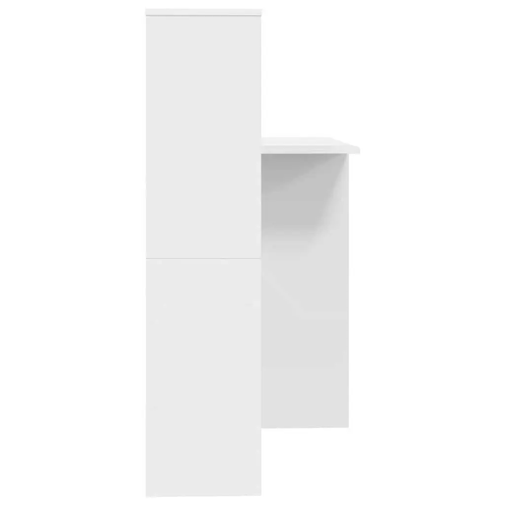 White Engineered Wood Desk with Storage Shelves