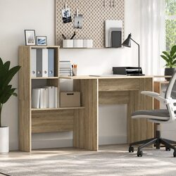 Warm and Practical Engineered Wood Desk with Storage