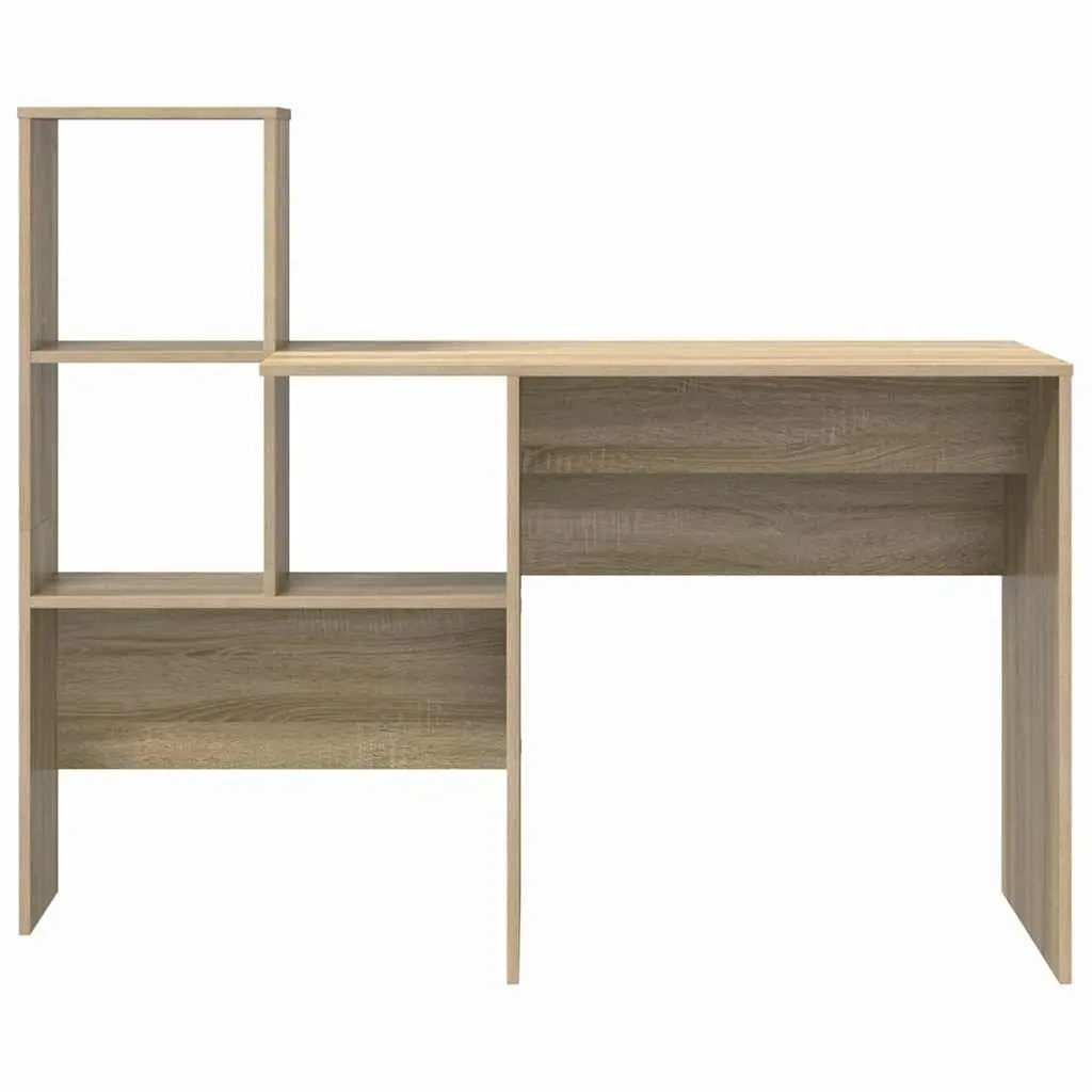Engineered Wood Desk with Storage Shelves Brown Sonoma Oak Home Office Furniture