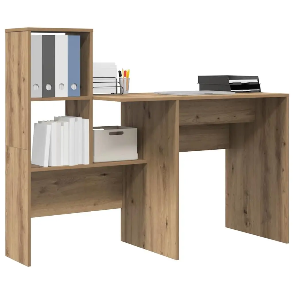 Engineered Wood Desk Brown Home Office Furniture Computer Workspace 131.5 x 50 x 106.5 cm