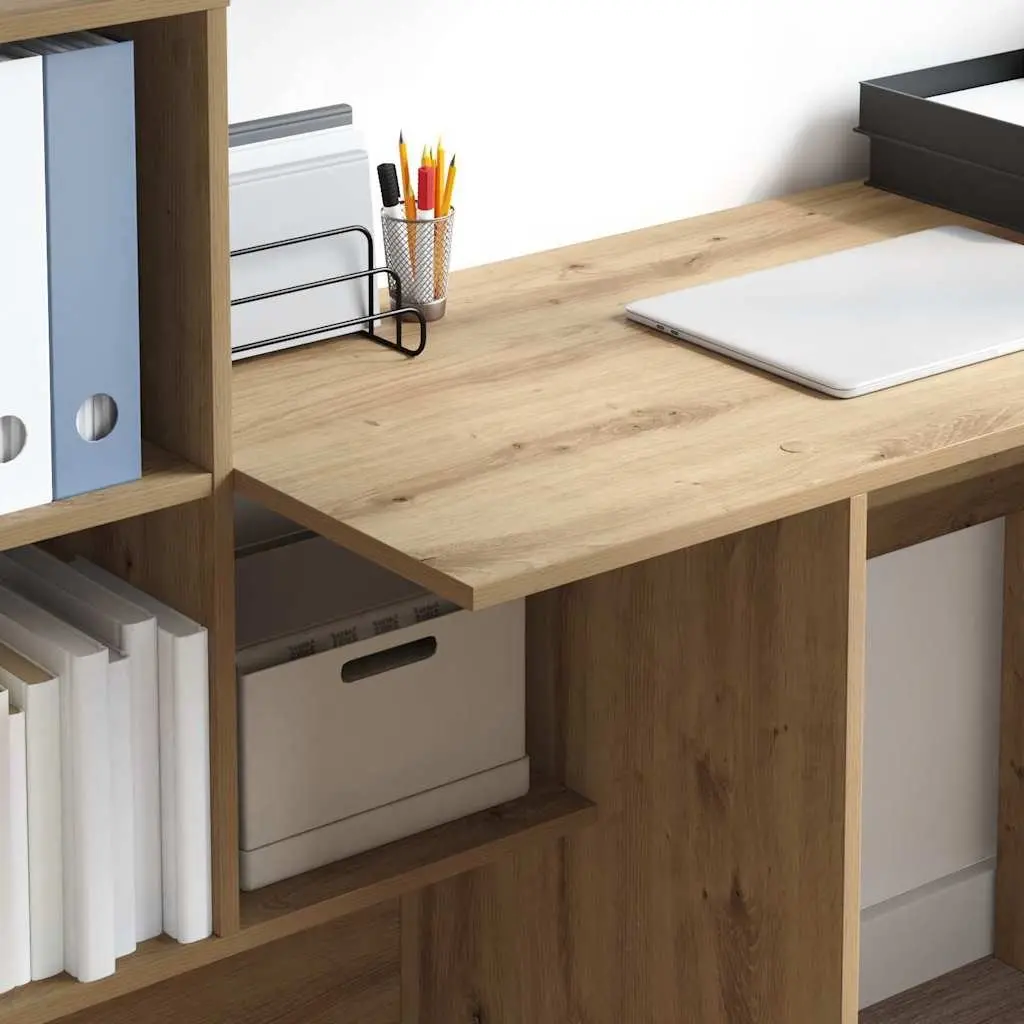 Engineered Wood Desk Brown Home Office Furniture Computer Workspace 131.5 x 50 x 106.5 cm