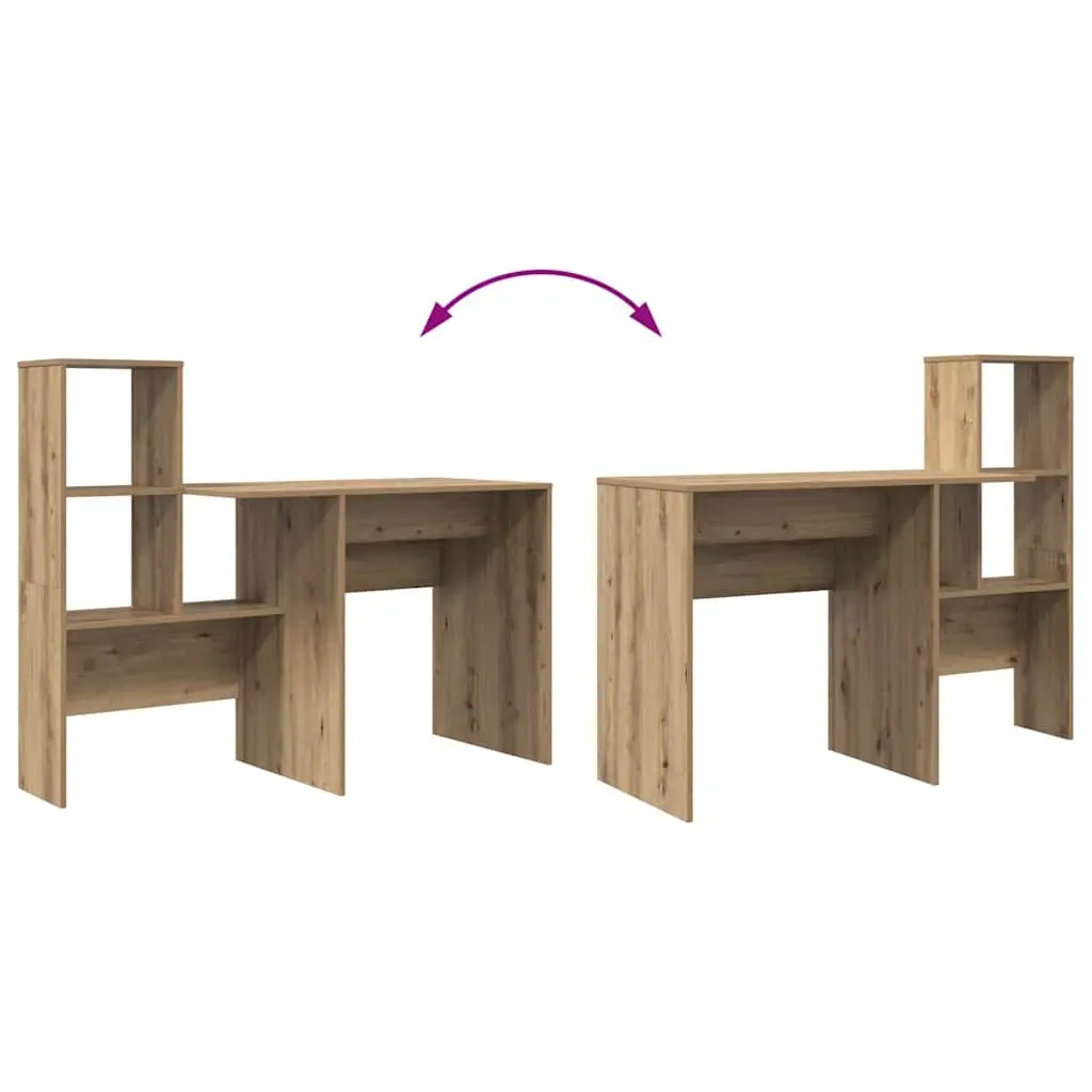 Engineered Wood Desk Brown Home Office Furniture Computer Workspace 131.5 x 50 x 106.5 cm