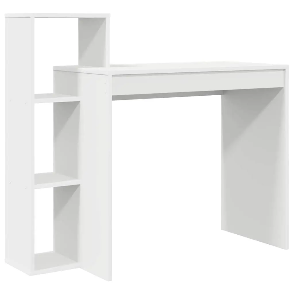 White Desk with Shelf Engineered Wood Computer Office Furniture Study Table