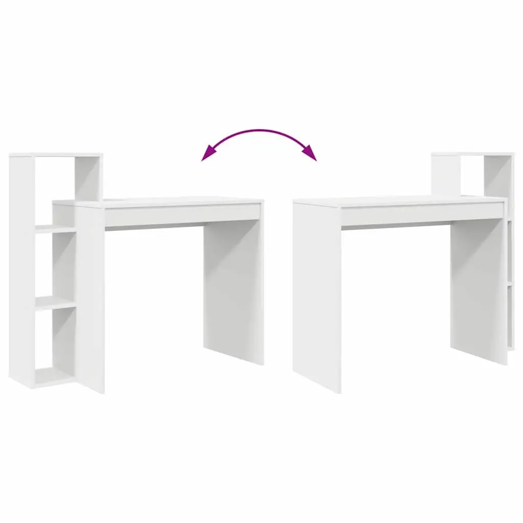 White Desk with Shelf Engineered Wood Computer Office Furniture Study Table