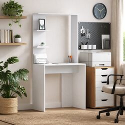 Practical White Writing Desk with Ample Storage Options