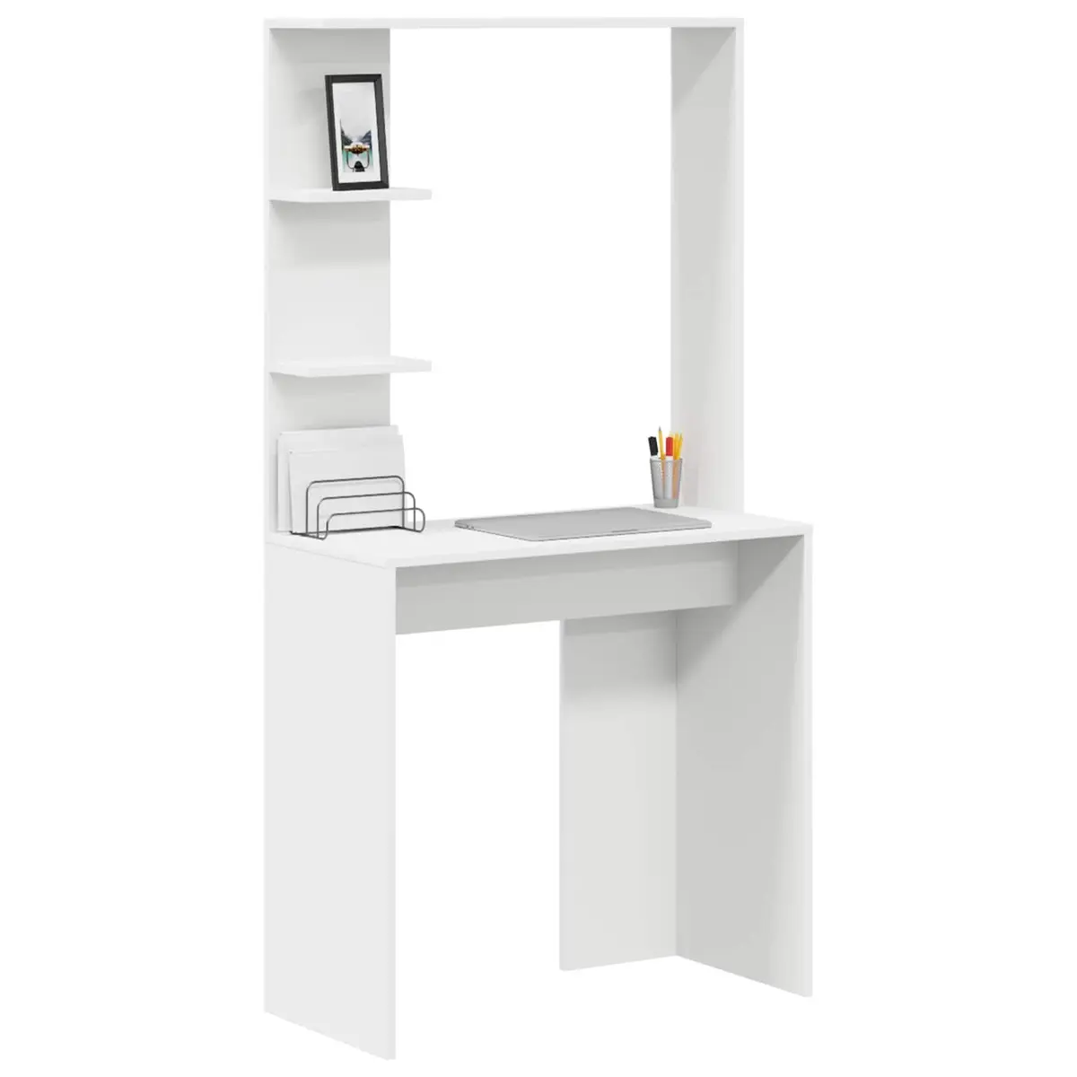 White Writing Desk with Ample Storage Options
