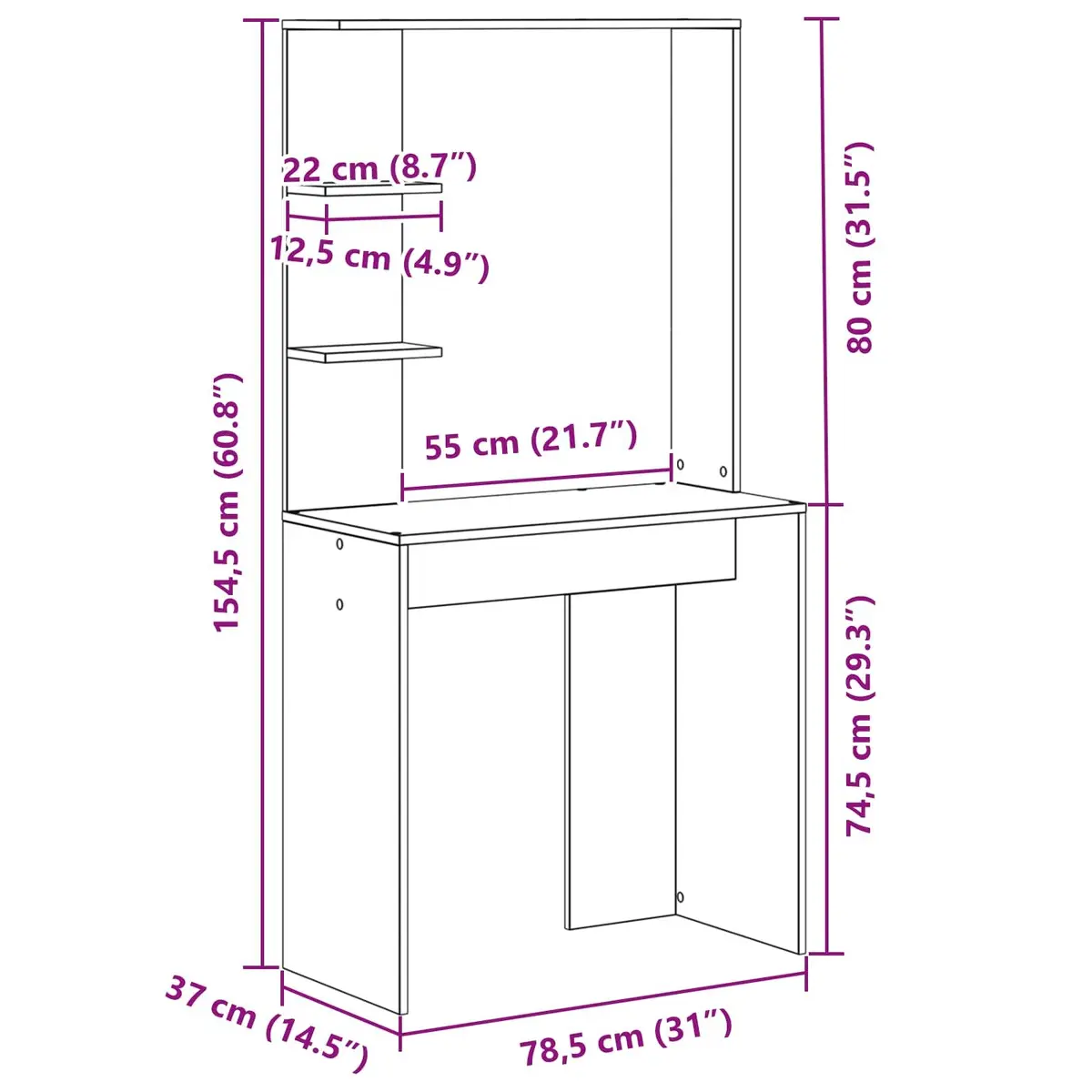 White Writing Desk with Ample Storage Options