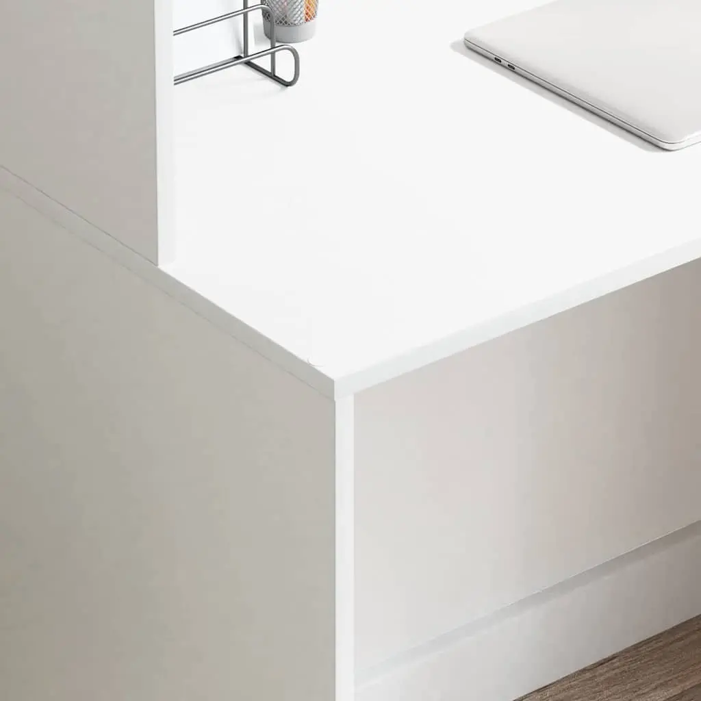 White Computer Desk with Built-in Shelves Storage Office Workstation Study Table