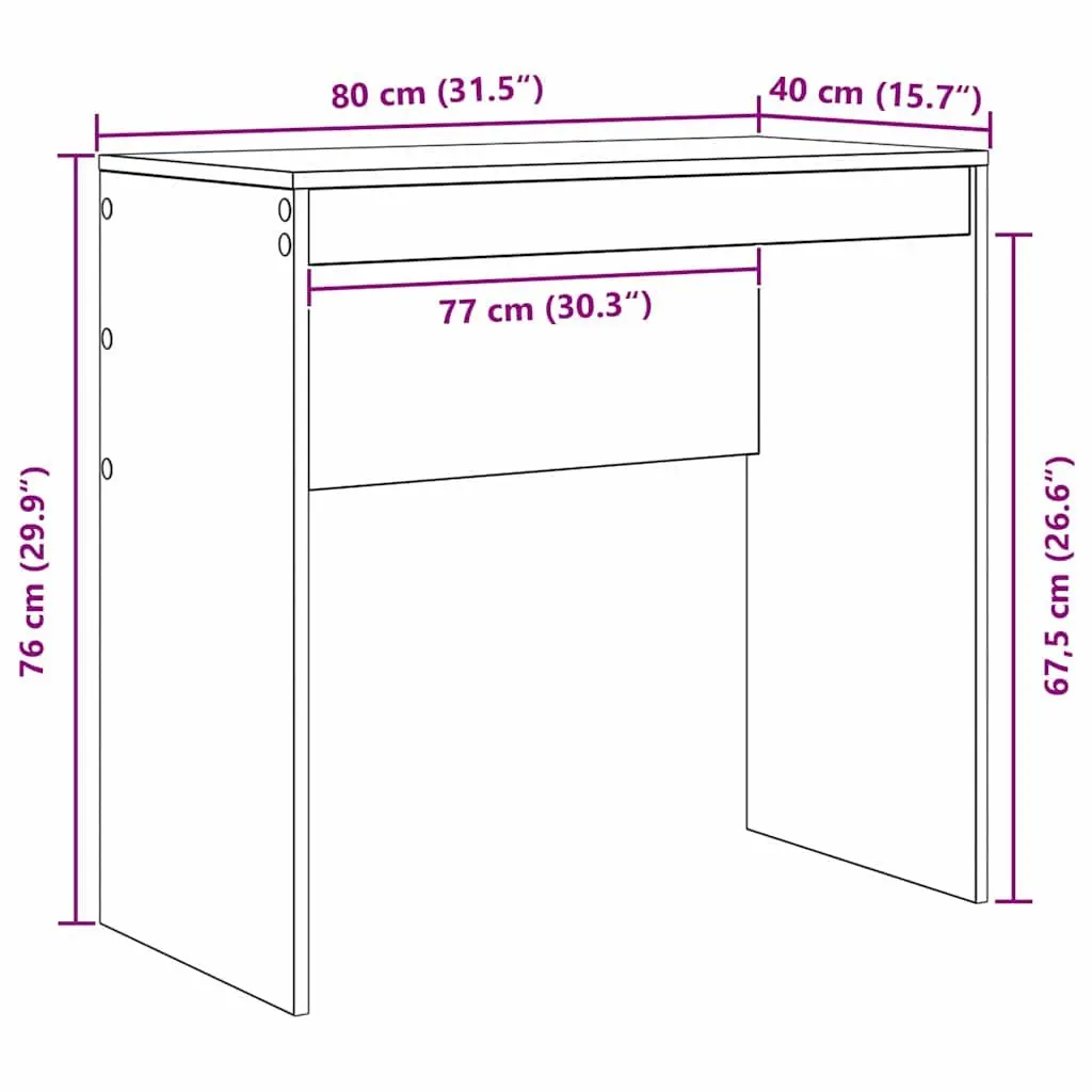 Writing Desk Engineered Wood Office Study Workspace 80 x 40 x 76 cm White