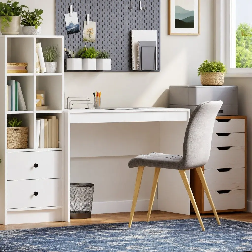 Writing Desk Compact Office Study 100x40x76cm White Engineered Wood