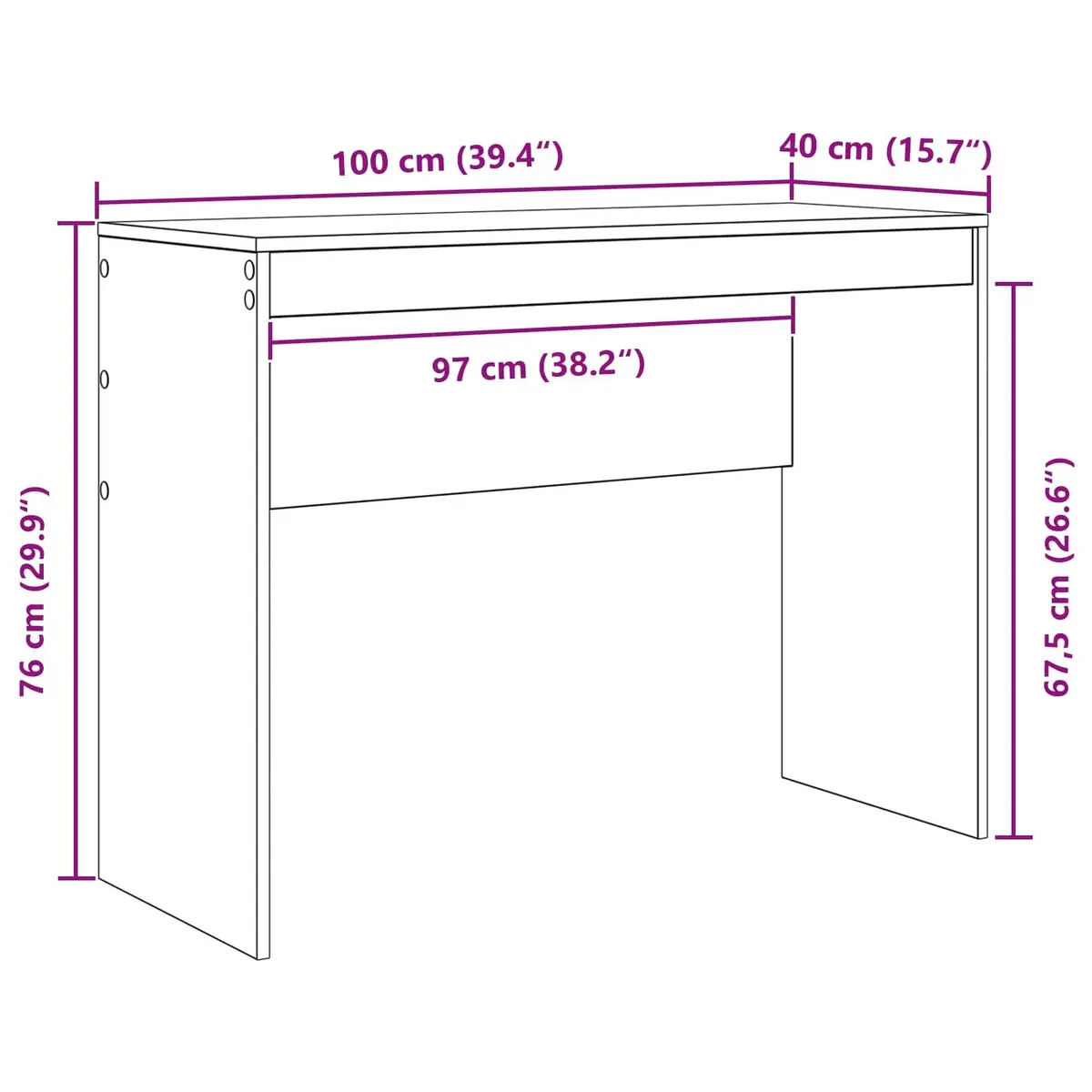 Writing Desk Compact Office Study 100x40x76cm White Engineered Wood