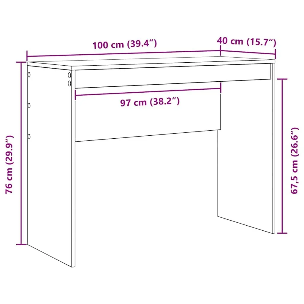 Writing Desk Compact Office Study 100x40x76cm White Engineered Wood