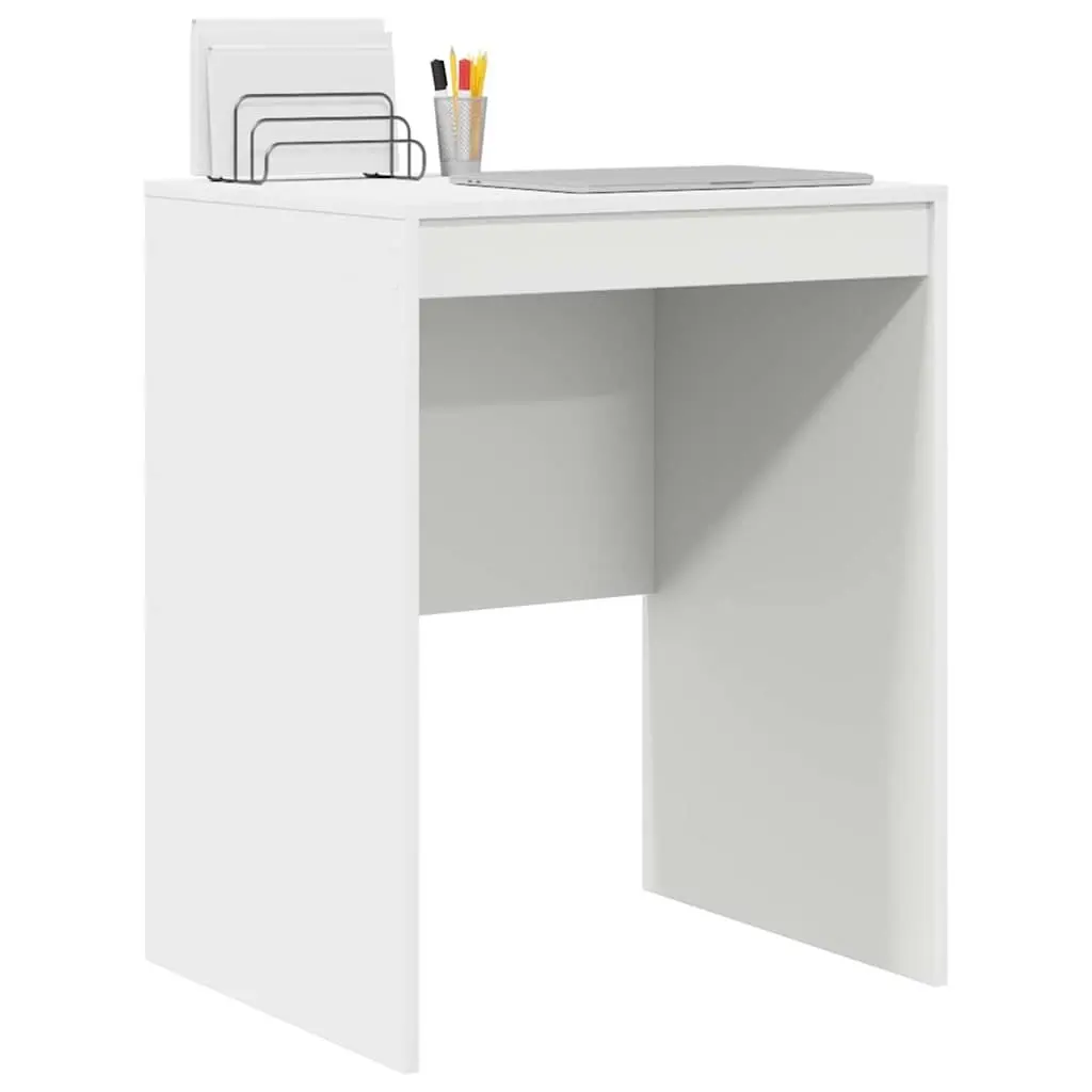 White Writing Desk Compact Office Home Study Workspace Engineered Wood