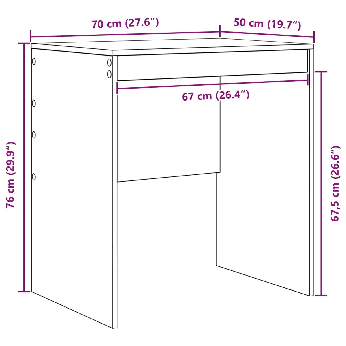 Writing Desk Compact Home Office Study 70 x 50 x 76 cm White