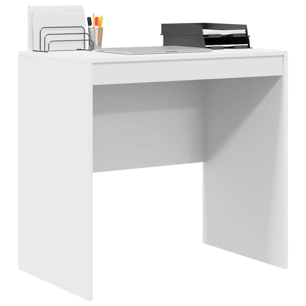 White Writing Desk Compact Home Office Study Table Engineered Wood Modern