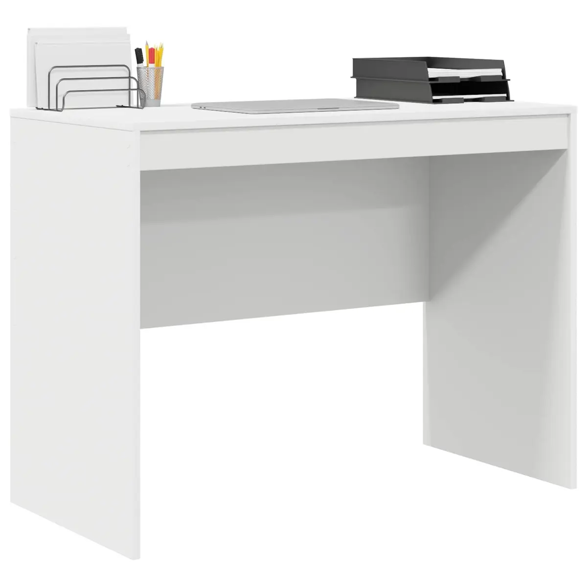 White Writing Desk Compact Office Home Study 100 x 50 x 76 cm Engineered Wood Modern Minimalist
