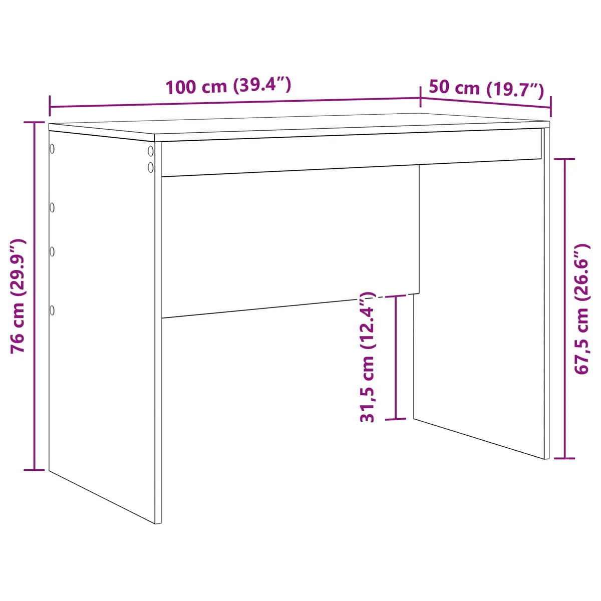 White Writing Desk Compact Office Home Study 100 x 50 x 76 cm Engineered Wood Modern Minimalist