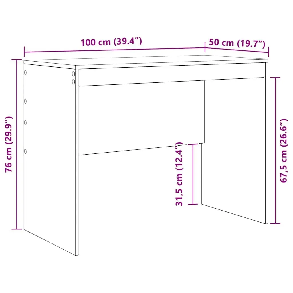 White Writing Desk Compact Office Home Study 100 x 50 x 76 cm Engineered Wood Modern Minimalist