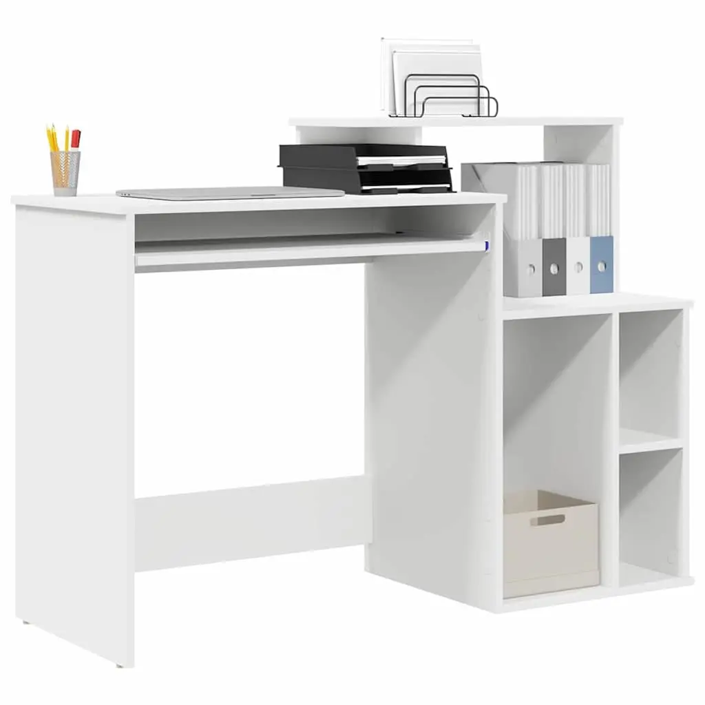 Desk with Drawer White Engineered Wood Modern Home Office Workspace 120.5 x 44 x 88.5 cm