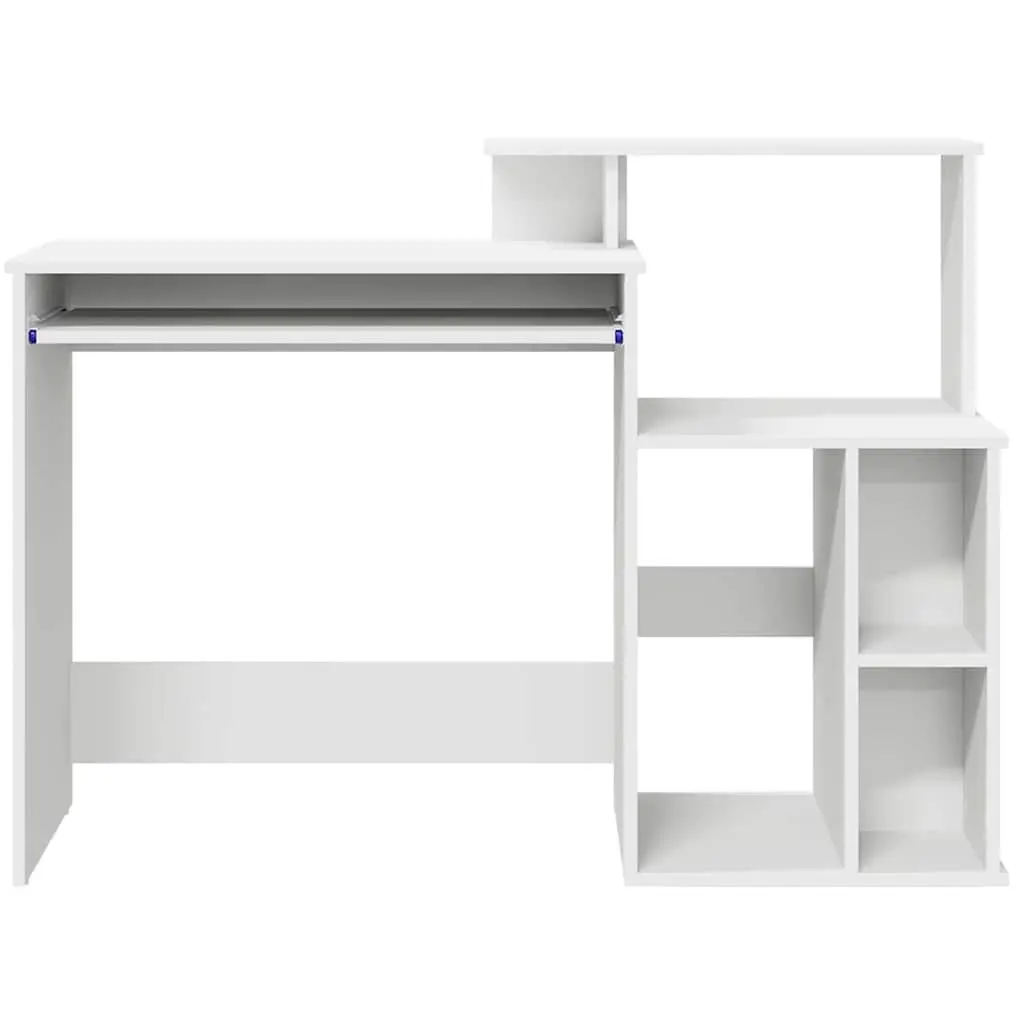 Desk with Drawer White Engineered Wood Modern Home Office Workspace 120.5 x 44 x 88.5 cm