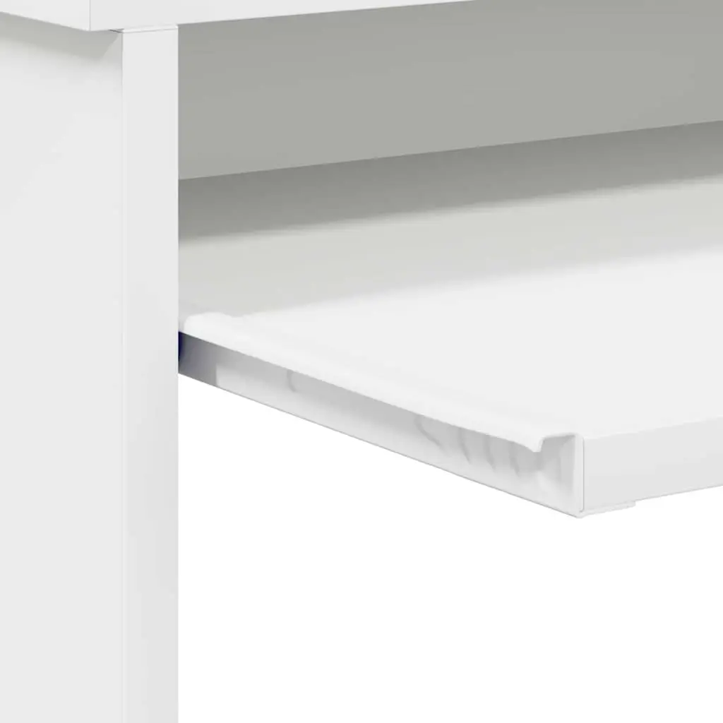 Desk with Drawer White Engineered Wood Modern Home Office Workspace 120.5 x 44 x 88.5 cm