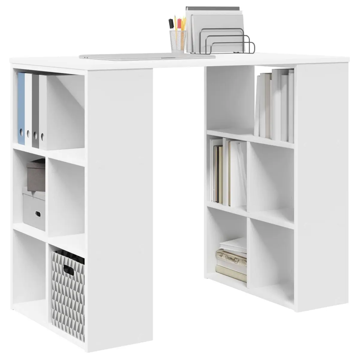 Writing Desk with Shelves White 90 x 50 x 75 cm Home Office Workspace Storage
