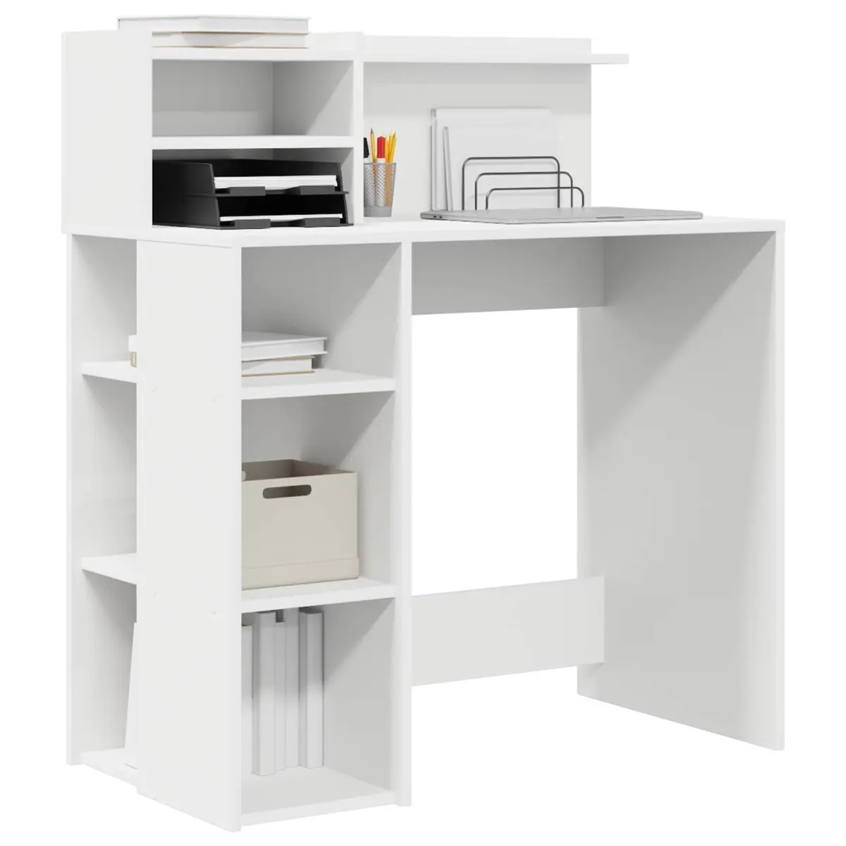Office Writing Desk with Shelf 90 x 48 x 101.5 cm White