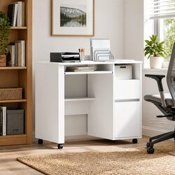Reliable White Desk with Organizational Features