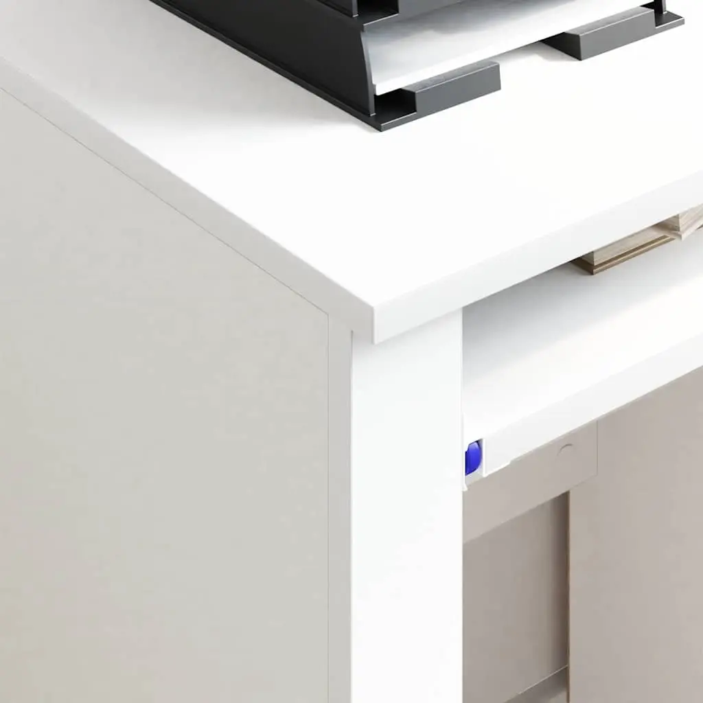 White Computer Desk with Wheels Mobile Office Workstation 91 x 50 x 77 cm