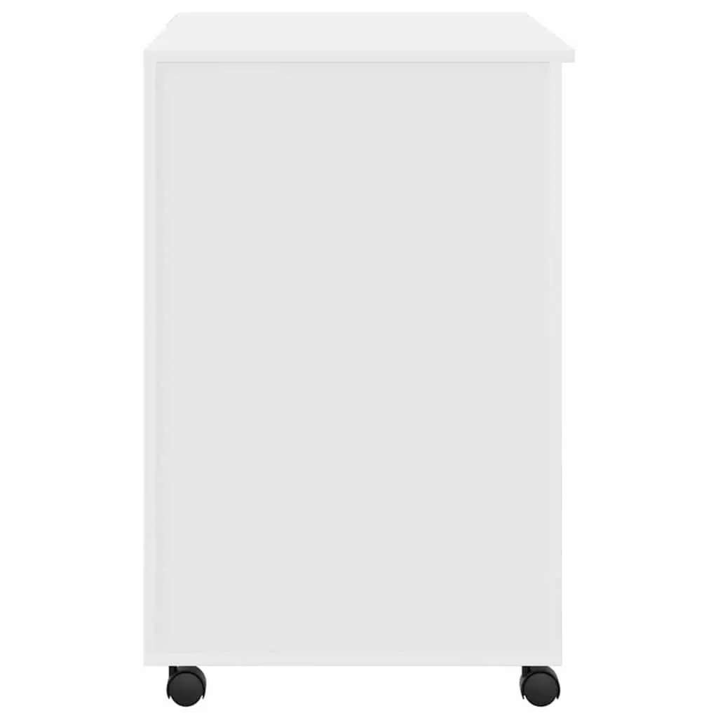 White Computer Desk with Wheels Mobile Office Workstation 91 x 50 x 77 cm