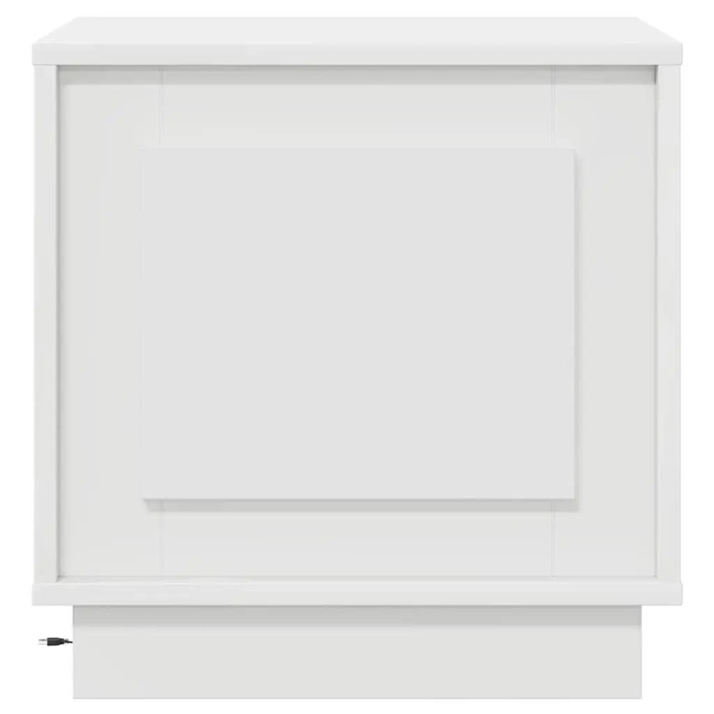 Bedside Cabinet White Modern Rustic Nightstand Table Storage LED USB Charging
