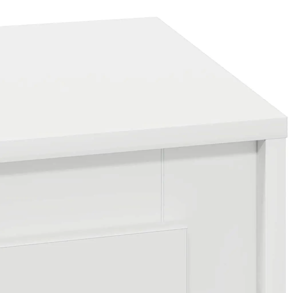 Bedside Table 2 pcs White Engineered Wood Nightstand LED USB Storage