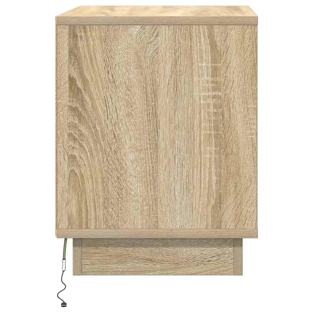 Bedside Cabinet Set with Storage and LED Lighting