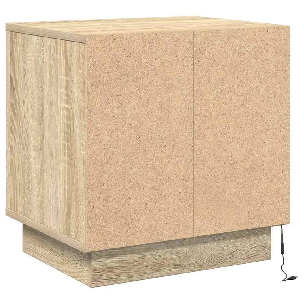 Bedside Cabinet Set with Storage and LED Lighting