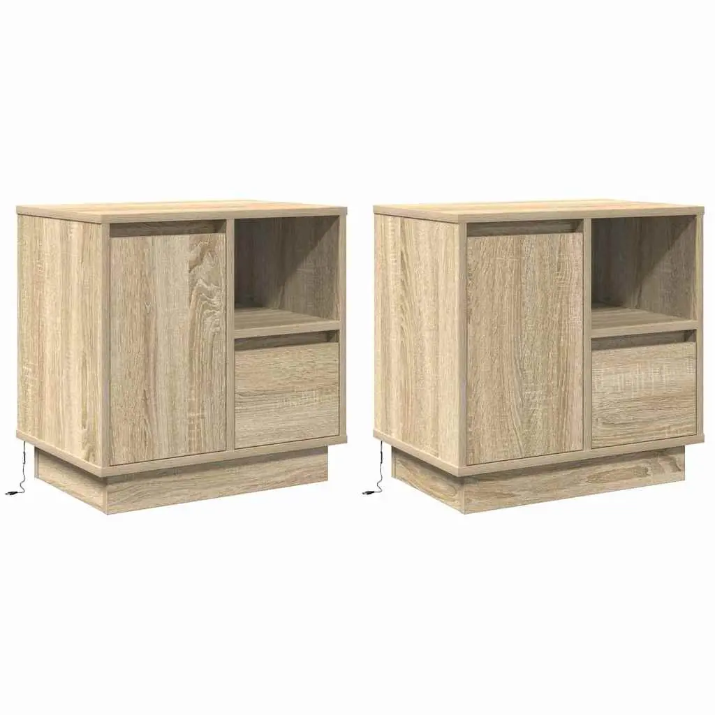 Bedside Cabinet Bedroom Storage 50 x 34.5 x 50 cm Beige Engineered Wood