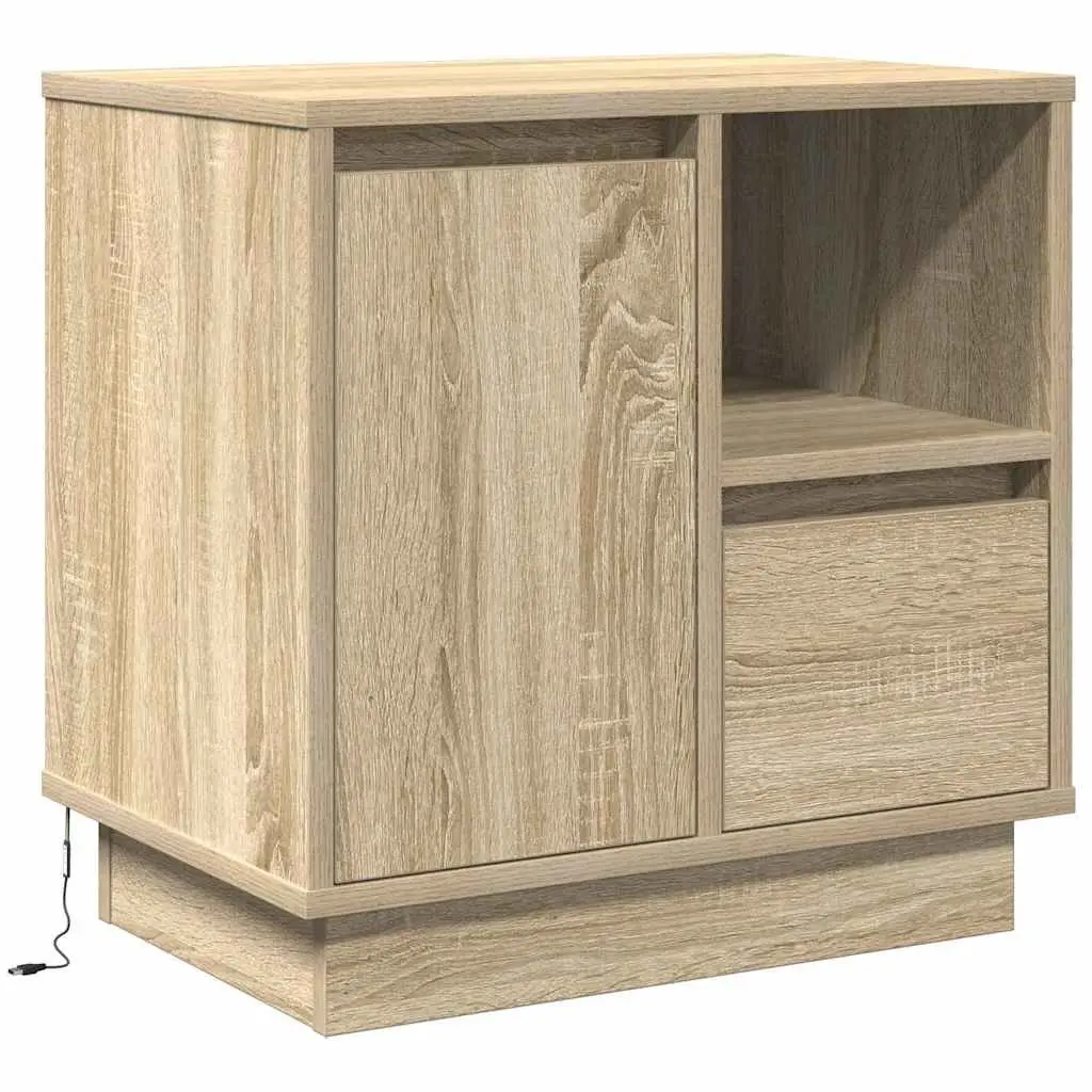 Bedside Cabinet Bedroom Storage 50 x 34.5 x 50 cm Beige Engineered Wood