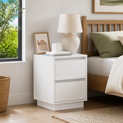 Reliable White Bedside Cabinets Set with USB Charging & Lights