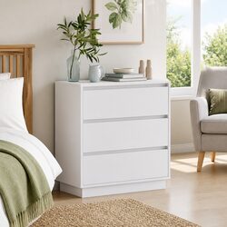 Reliable White Engineered Wood Nightstand for Storage