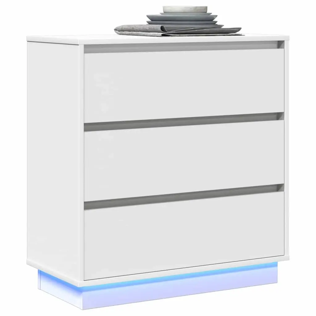 White Engineered Wood Nightstand for Storage