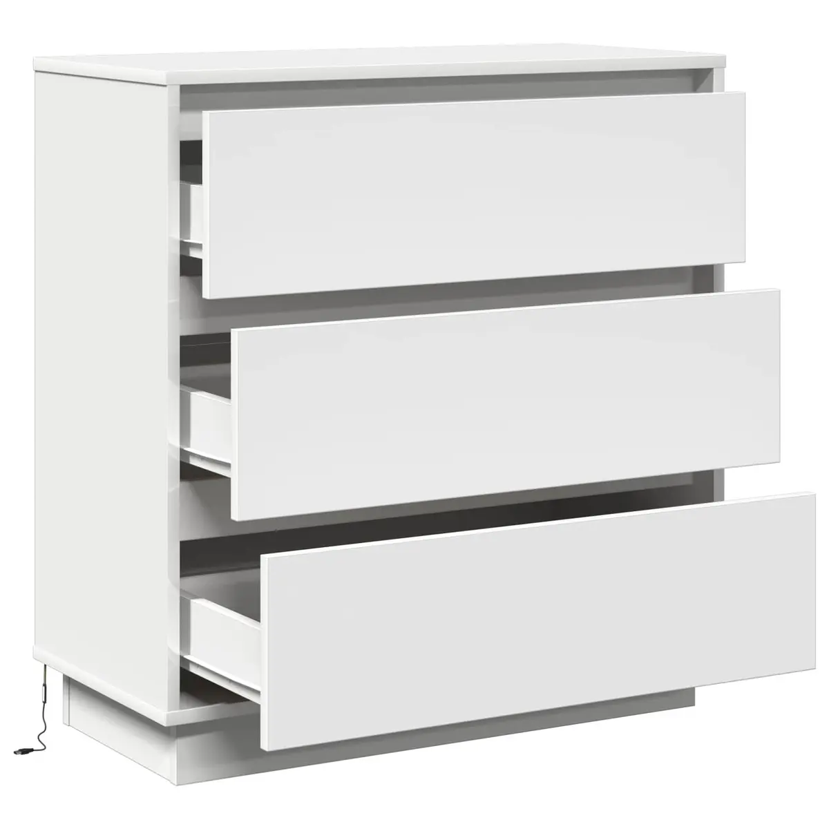 White Engineered Wood Nightstand for Storage