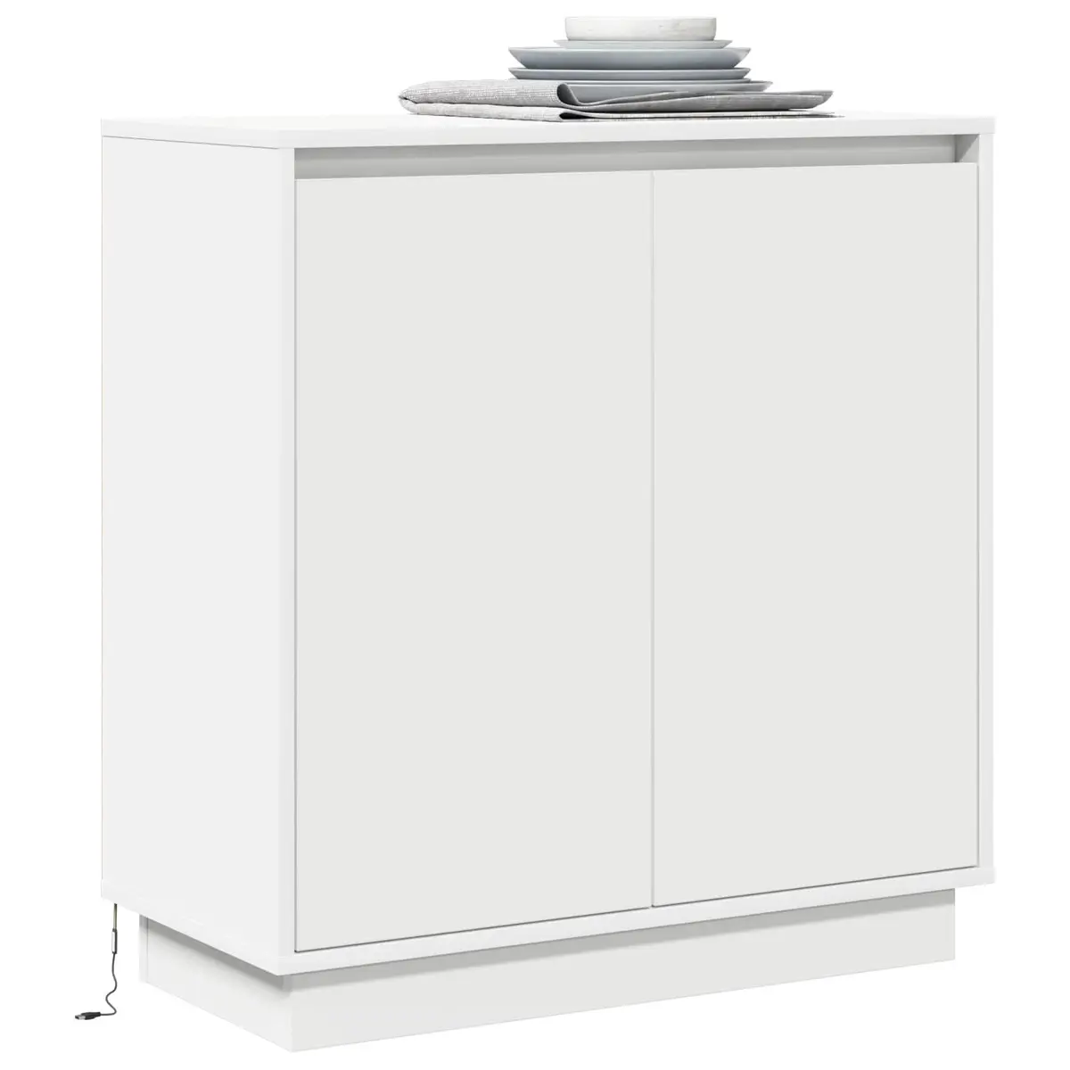Sideboard Storage Cabinet RGB Lighting 71x34.5x75cm White Engineered Wood