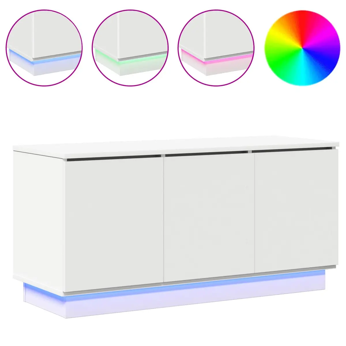 TV Cabinet Living Room Storage Unit 100x38x49cm White Engineered Wood LED