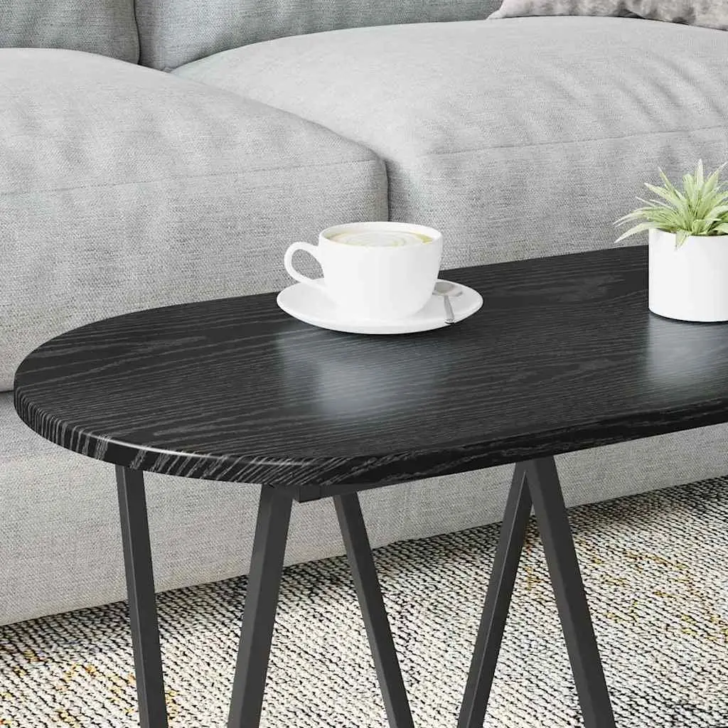 Oval Coffee Table Black Industrial Modern 80x40x40.5cm